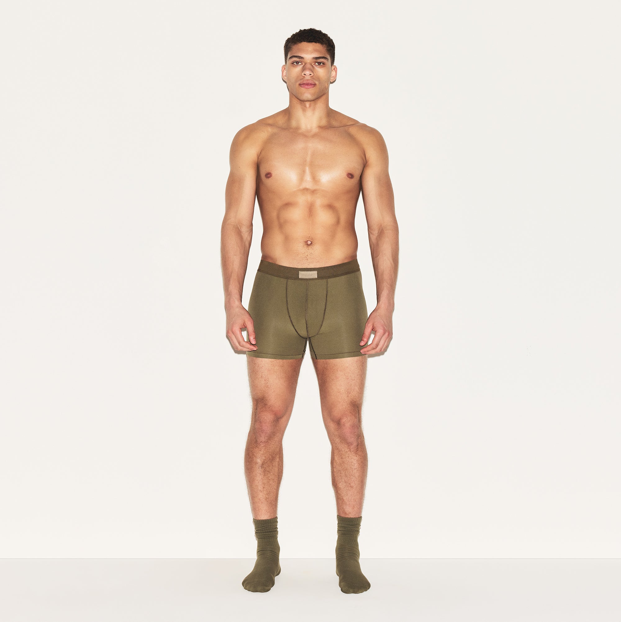 SKIMS COTTON MENS 3" BOXER BRIEF 3-PACK  | ARMY MULTI