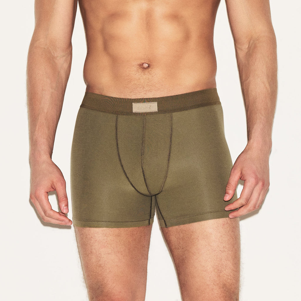 SKIMS COTTON MENS 3" BOXER BRIEF 3-PACK  | ARMY MULTI