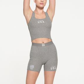 SKIMS FOR TEAM USA COTTON RIB OLYMPIC BOXER | HEATHER GREY