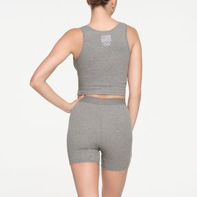 SKIMS FOR TEAM USA COTTON RIB OLYMPIC BOXER | HEATHER GREY