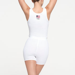 SKIMS FOR TEAM USA COTTON RIB OLYMPIC BOXER | WHITE