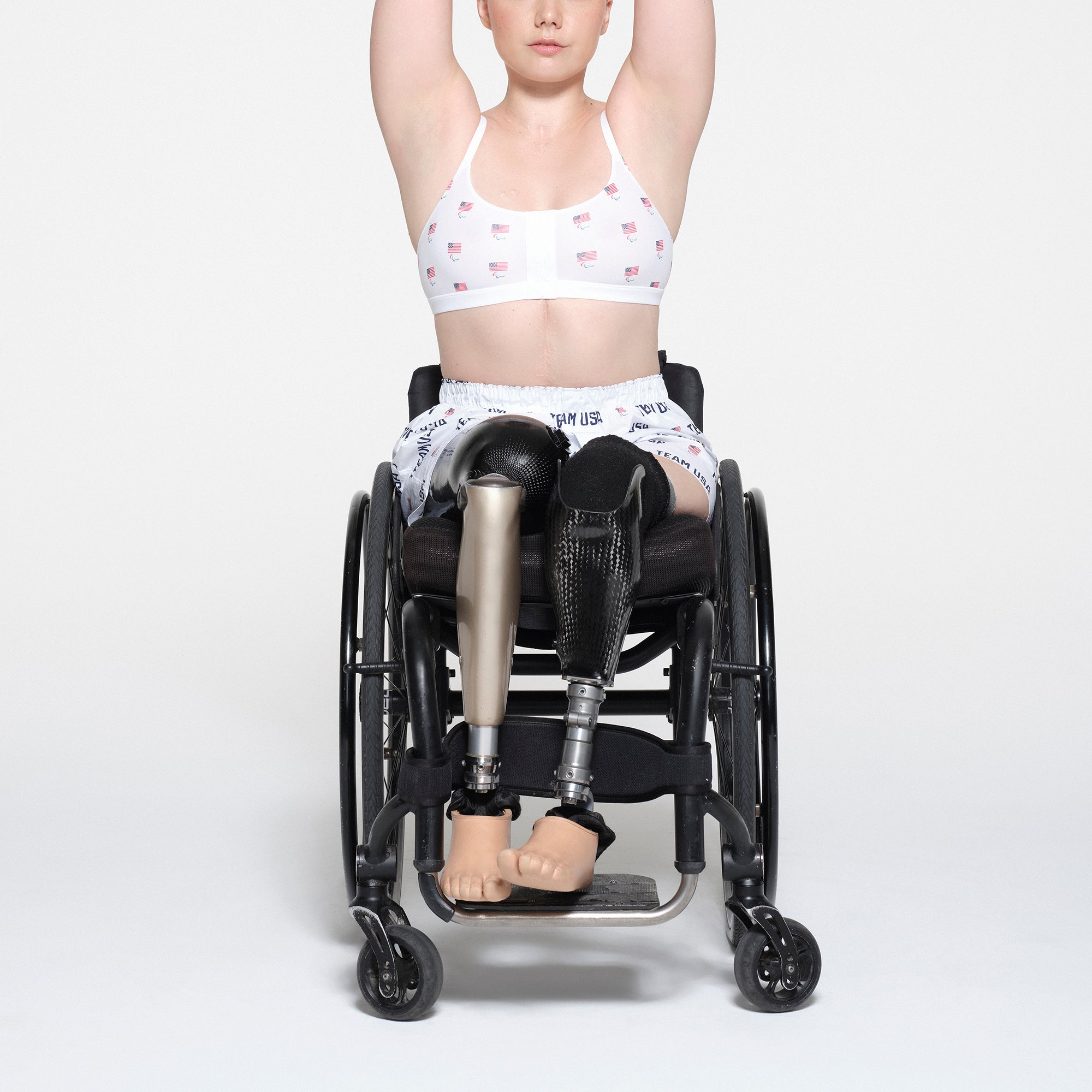 SKIMS FOR TEAM USA COTTON POPLIN SLEEP PARALYMPIC BOXER | WHITE