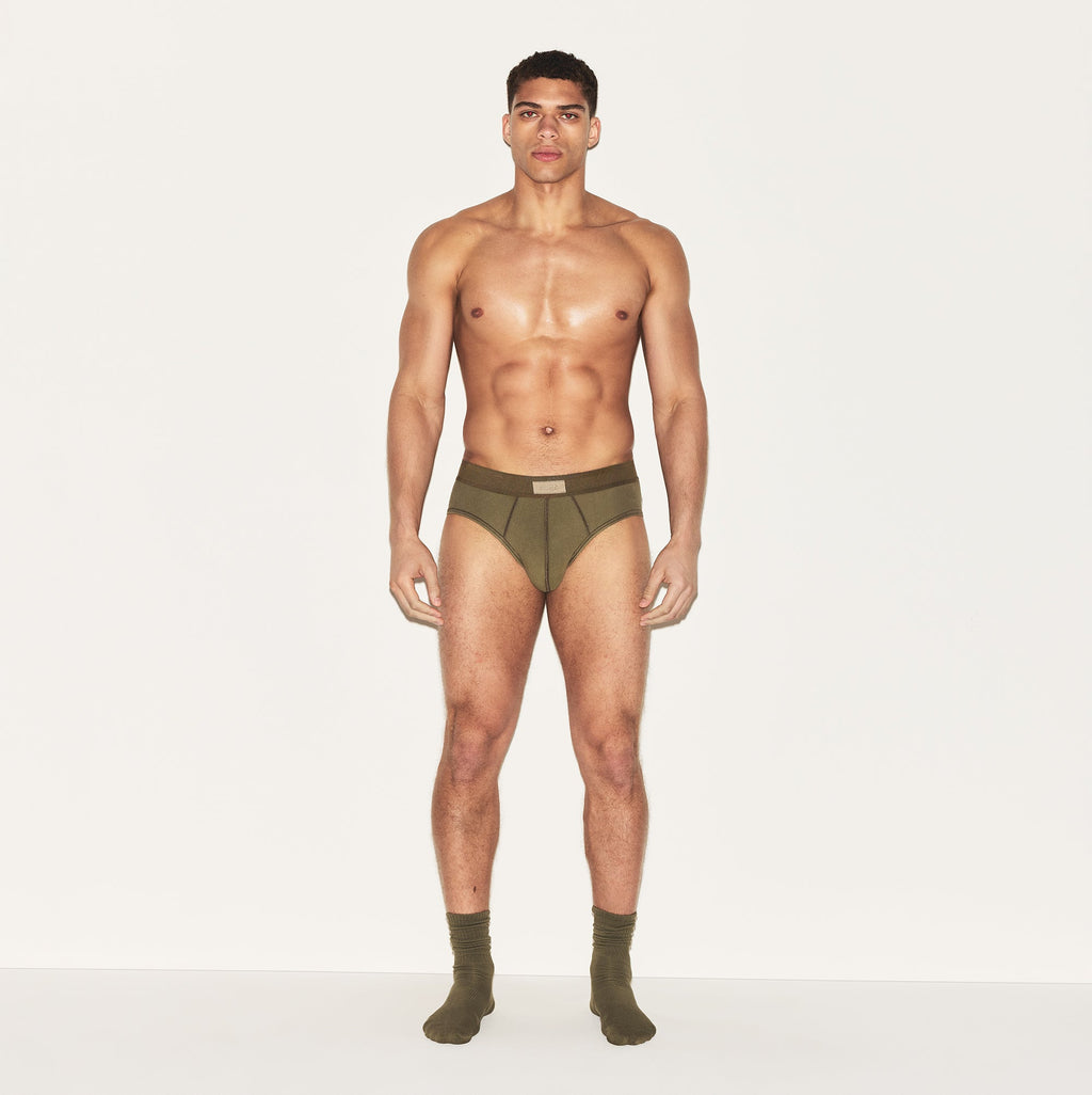 SKIMS COTTON MENS BRIEF 3-PACK | ARMY MULTI