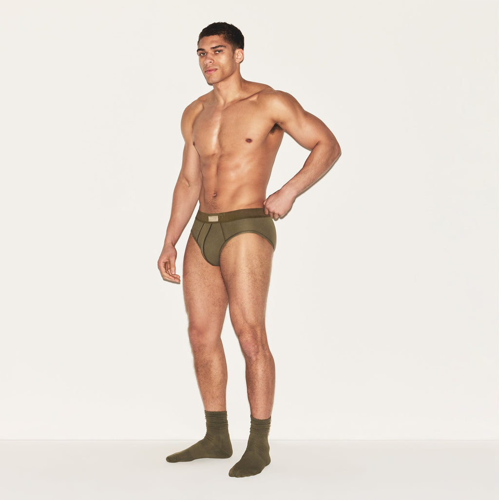 SKIMS COTTON MENS BRIEF 3-PACK | ARMY MULTI