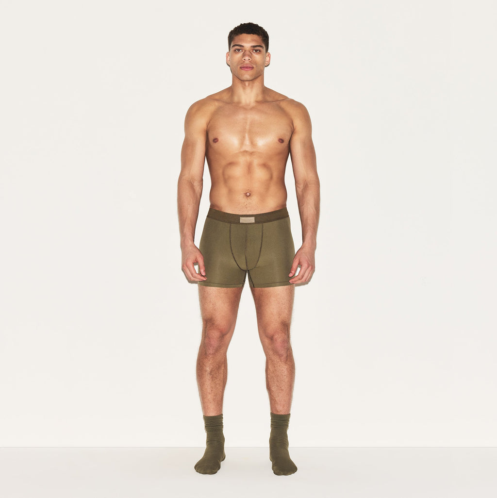 SKIMS COTTON MENS 3" BOXER BRIEF | ARMY
