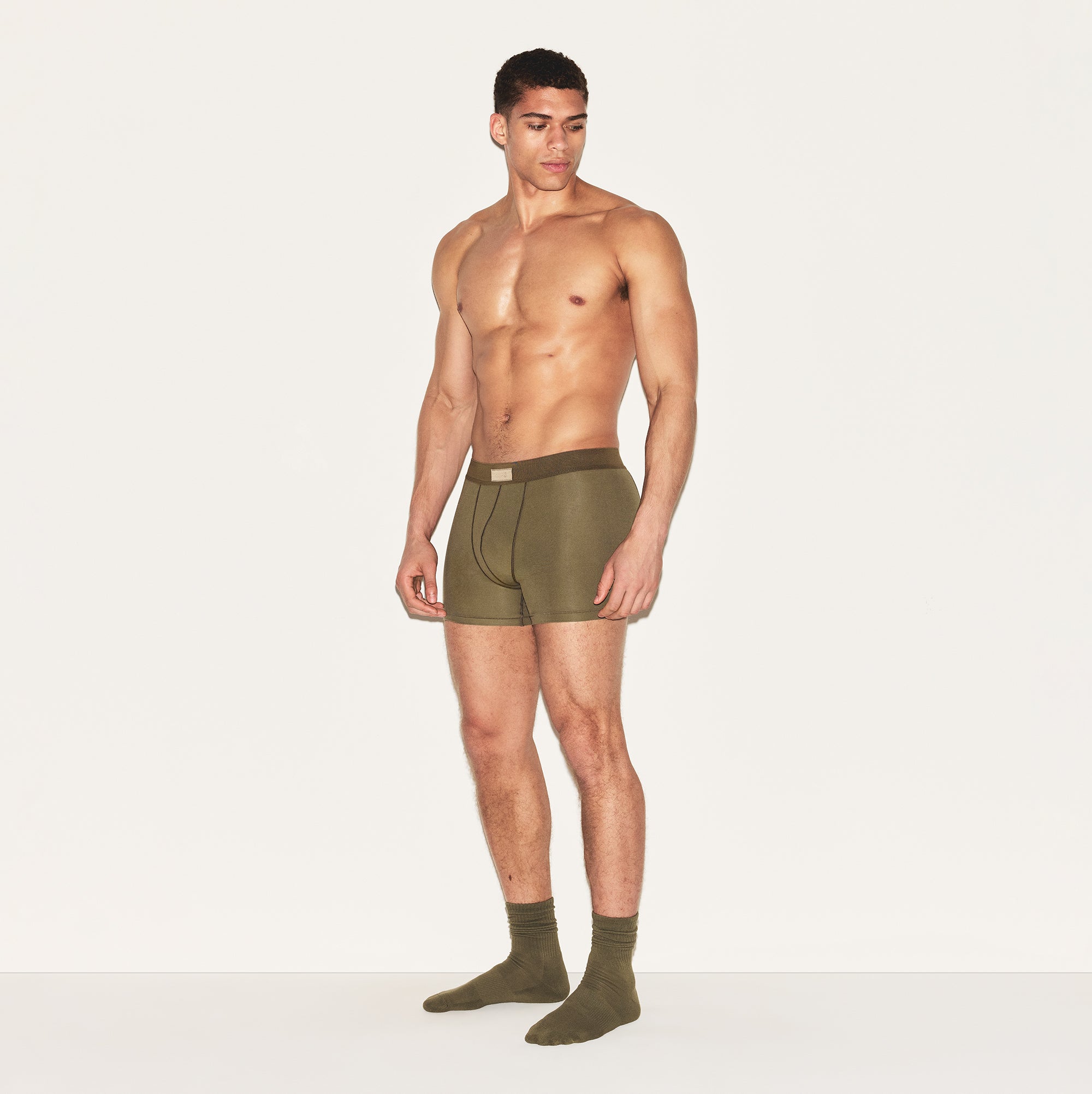 SKIMS COTTON MENS 3" BOXER BRIEF | ARMY