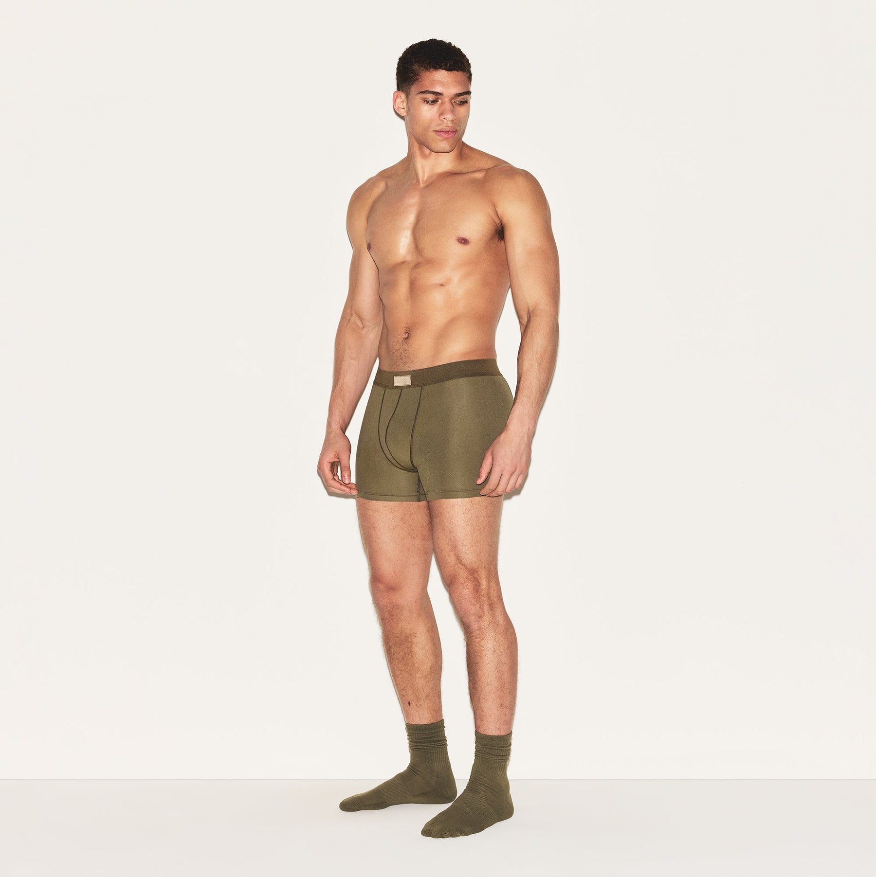 SKIMS COTTON MENS 3" BOXER BRIEF | ARMY