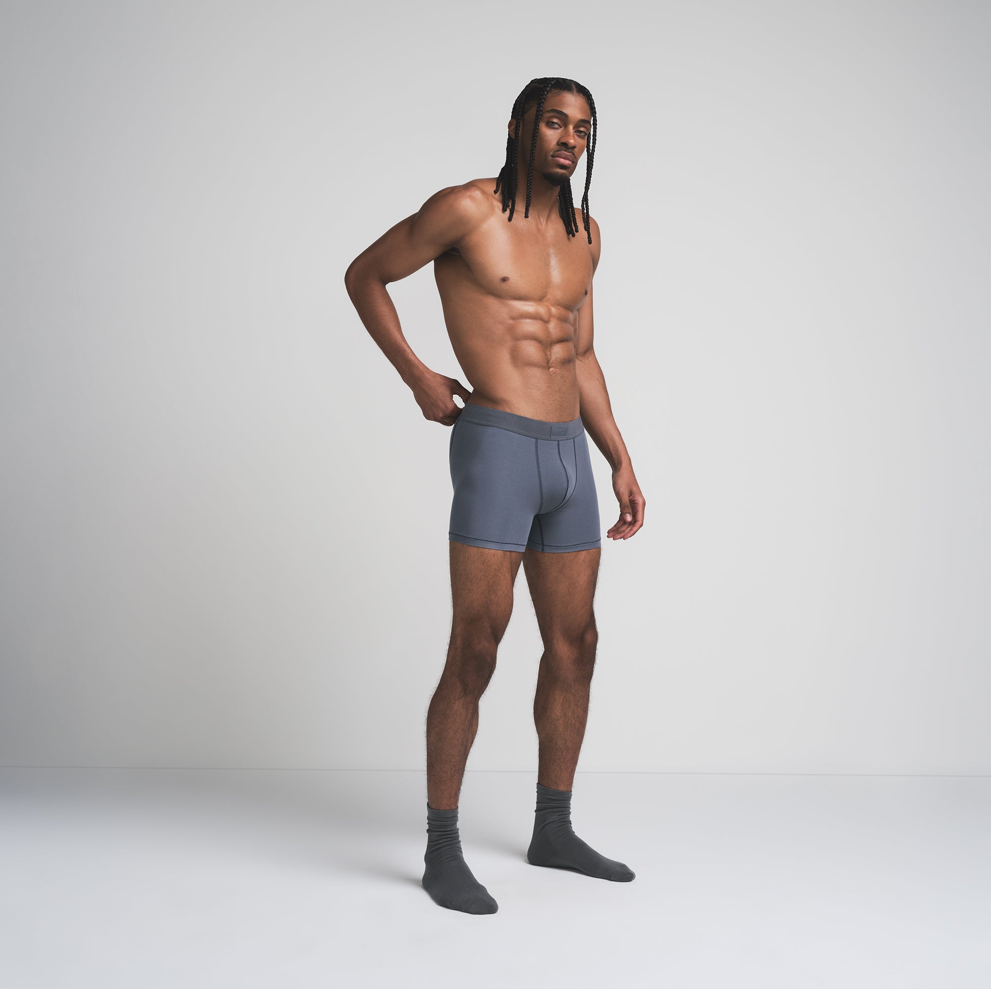 SKIMS COTTON MENS 3" BOXER BRIEF | STEEL BLUE