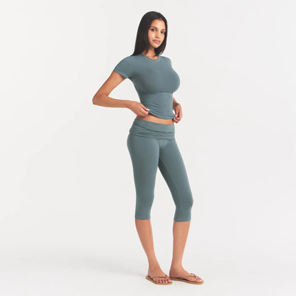 Cotton Jersey Foldover Capri
