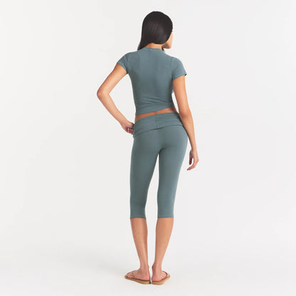 Cotton Jersey Foldover Capri