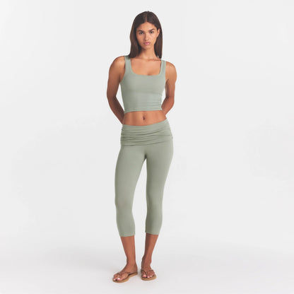 Cotton Jersey Foldover Capri