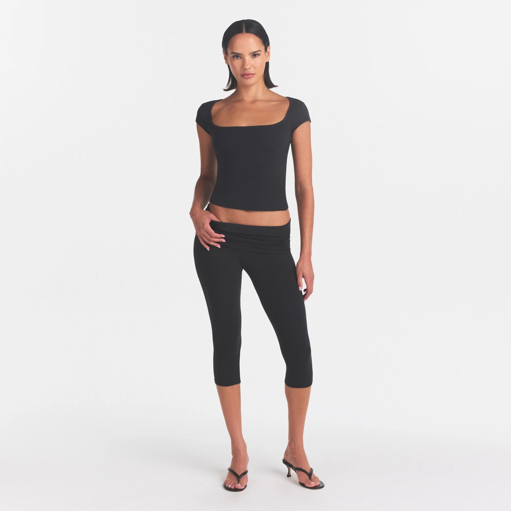 Cotton Jersey Foldover Capri