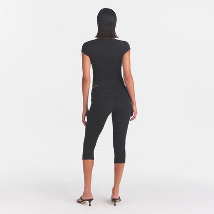 Cotton Jersey Foldover Capri