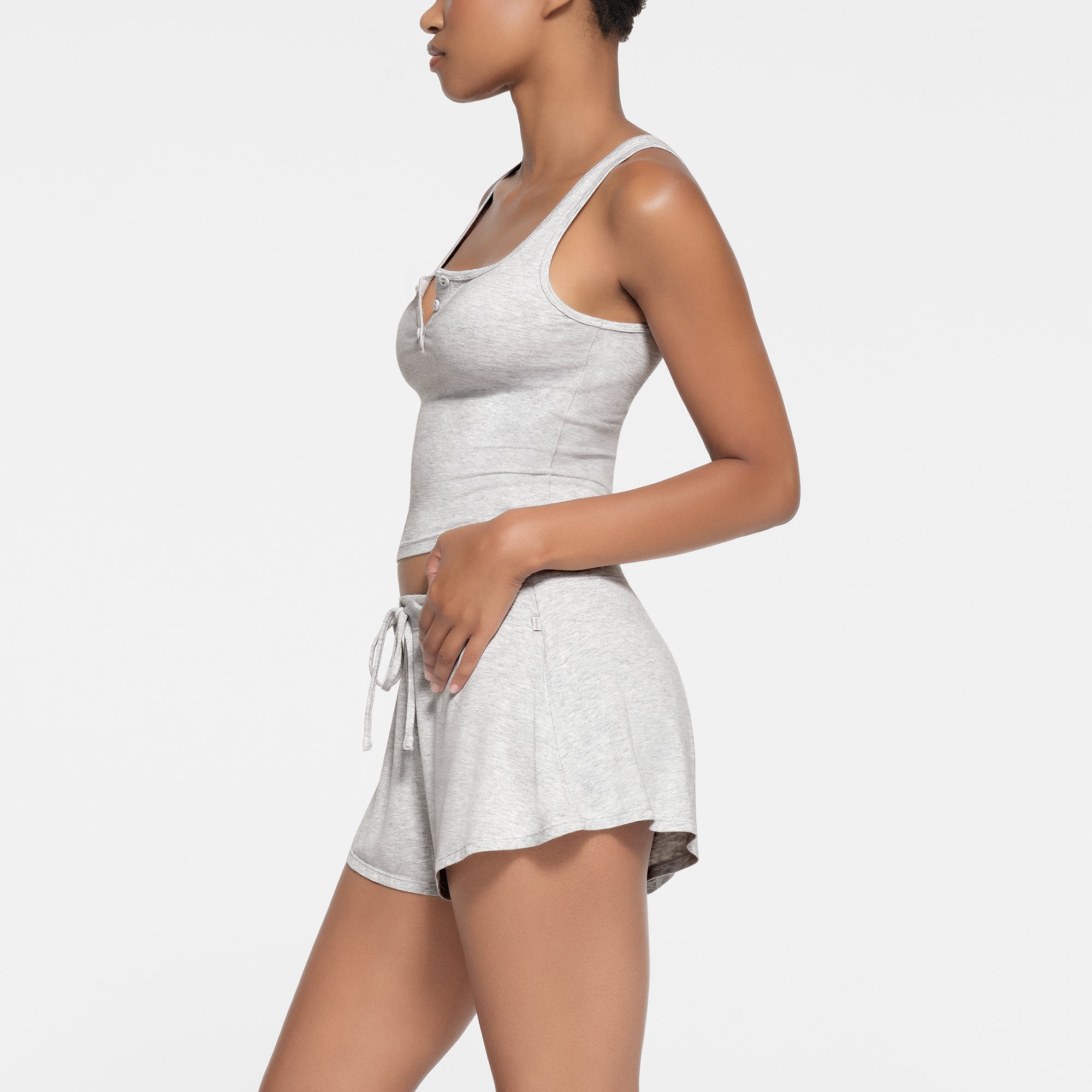 SKIMS SLEEP SHORT | LIGHT HEATHER GREY