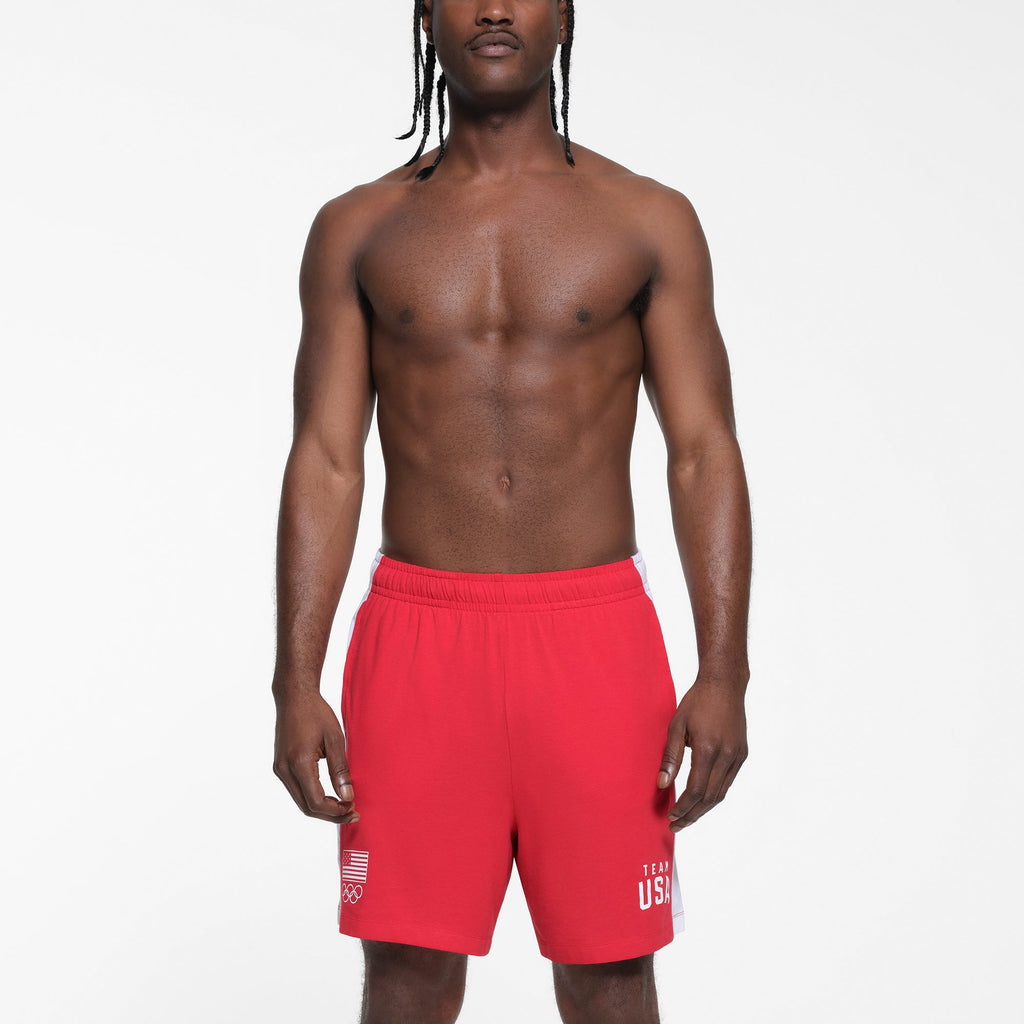 SKIMS FOR TEAM USA JERSEY SLEEP MENS OLYMPIC SHORT | RED