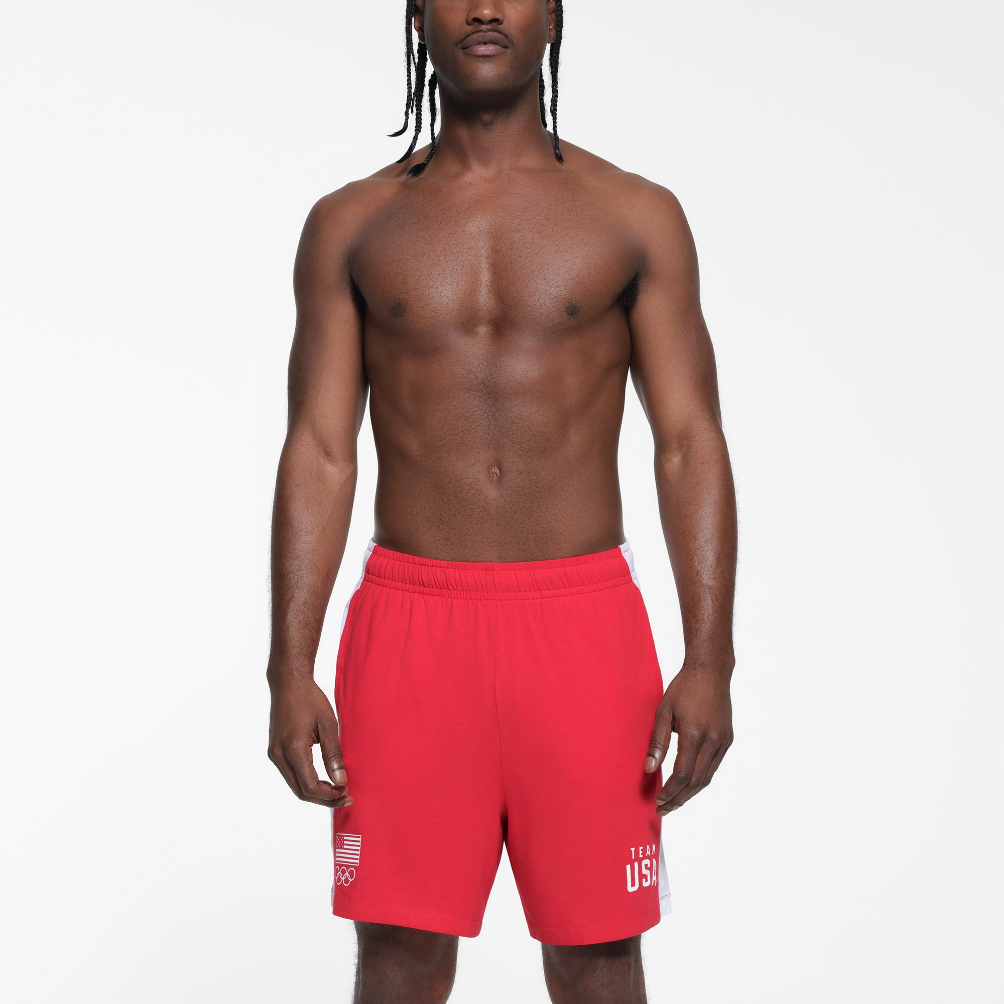 SKIMS FOR TEAM USA JERSEY SLEEP MENS OLYMPIC SHORT | RED
