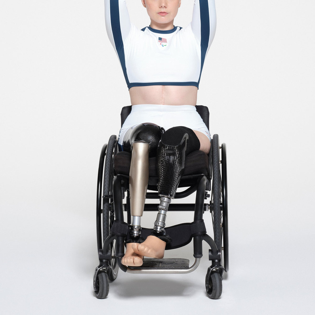 SKIMS FOR TEAM USA SIGNATURE SWIM PARALYMPIC MID WAIST SHORT | WHITE