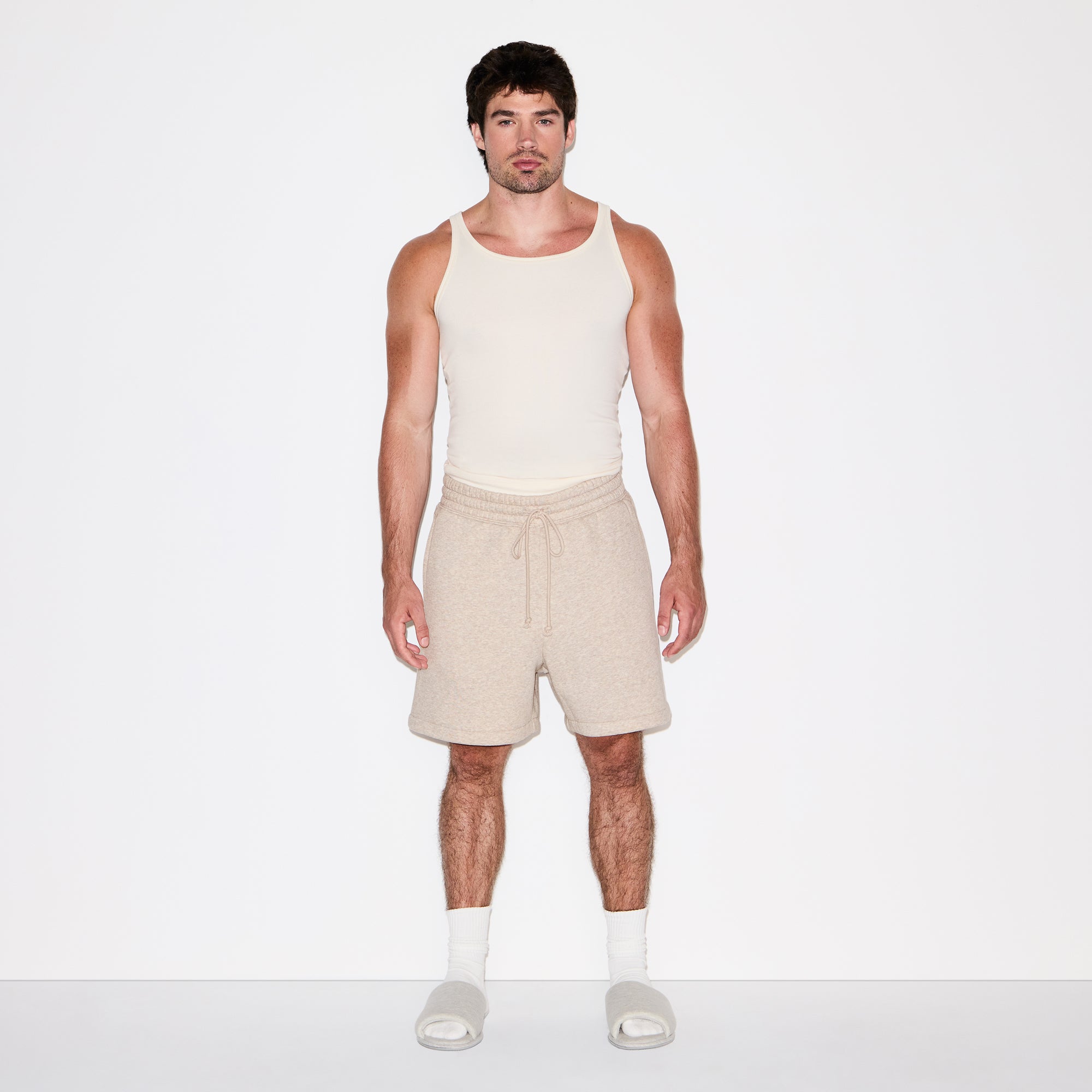 FLEECE LOUNGE MENS RELAXED SHORT | DESERT HEATHER