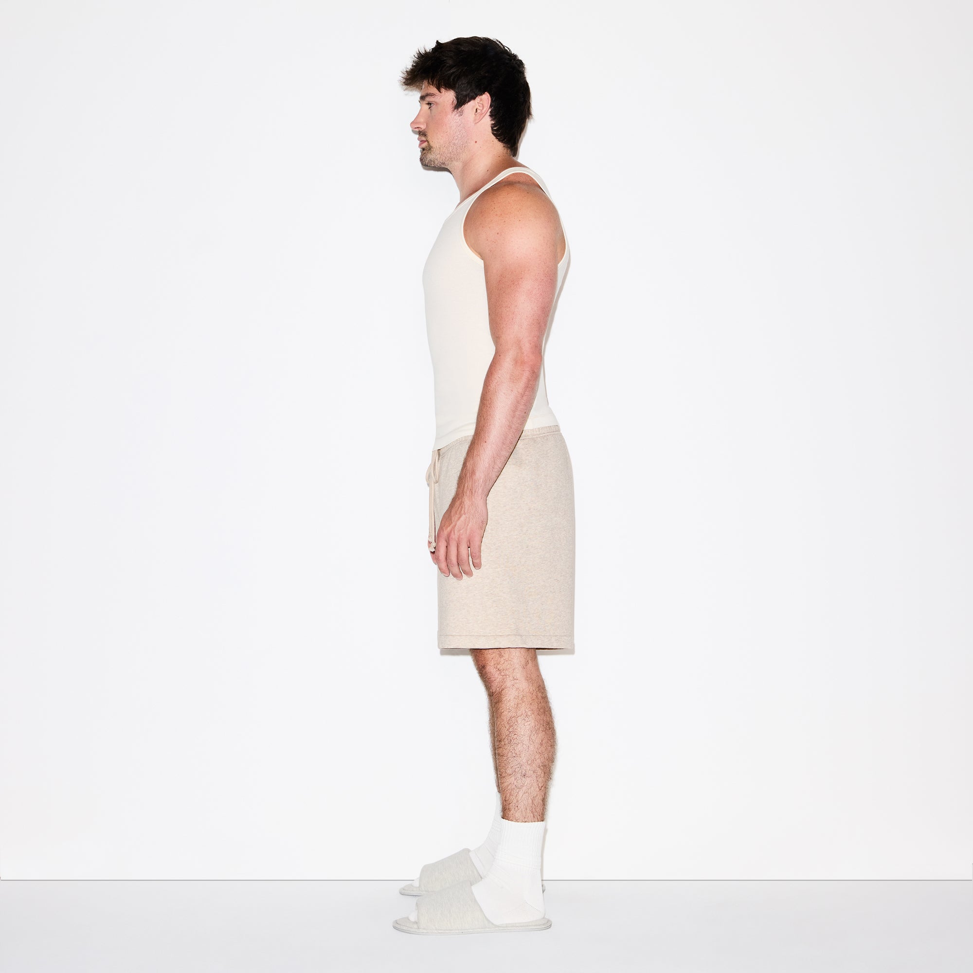 FLEECE LOUNGE MENS RELAXED SHORT | DESERT HEATHER