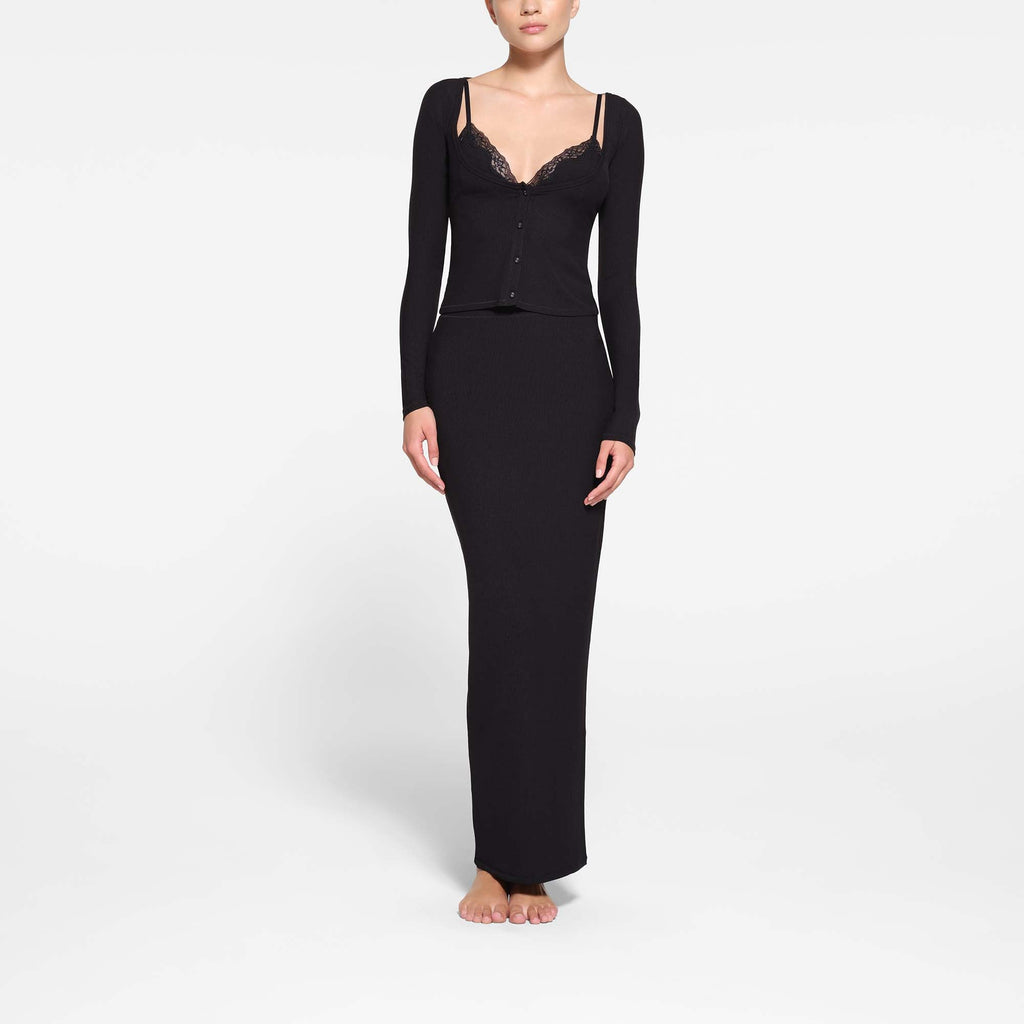 SOFT LOUNGE LONG SKIRT | ONYX