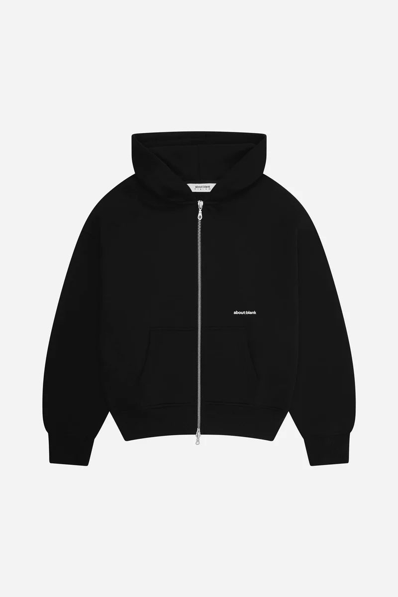 Box zip hoodie - black/ecru