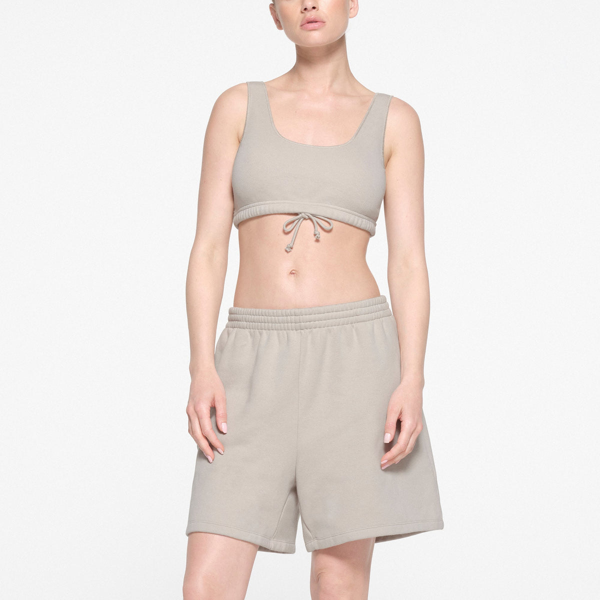 COTTON FLEECE BRALETTE | STONE