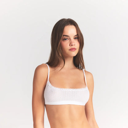 Lightweight Cotton Pointelle Scoop Bralette