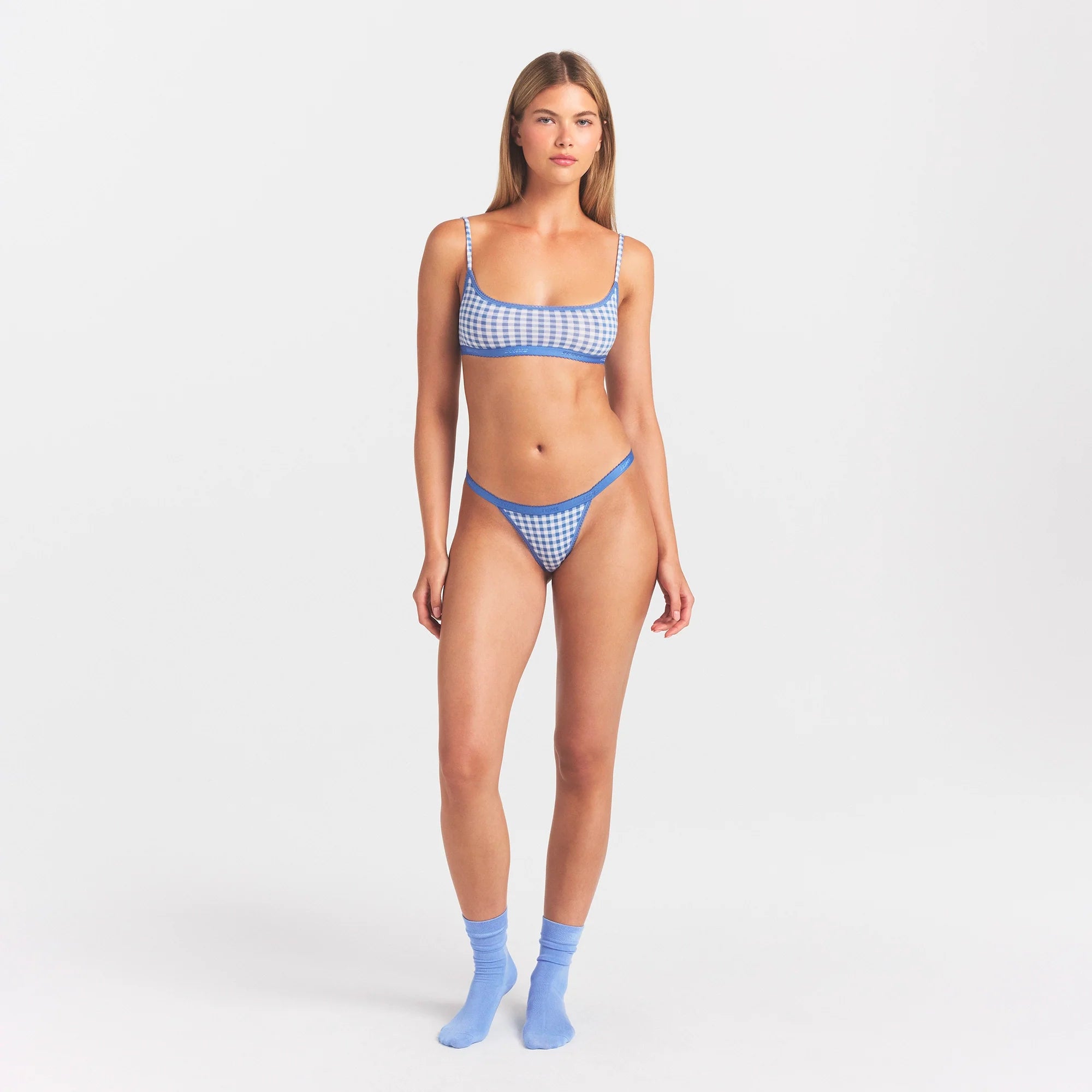 Lightweight Cotton Logo Picot Scoop Bralette