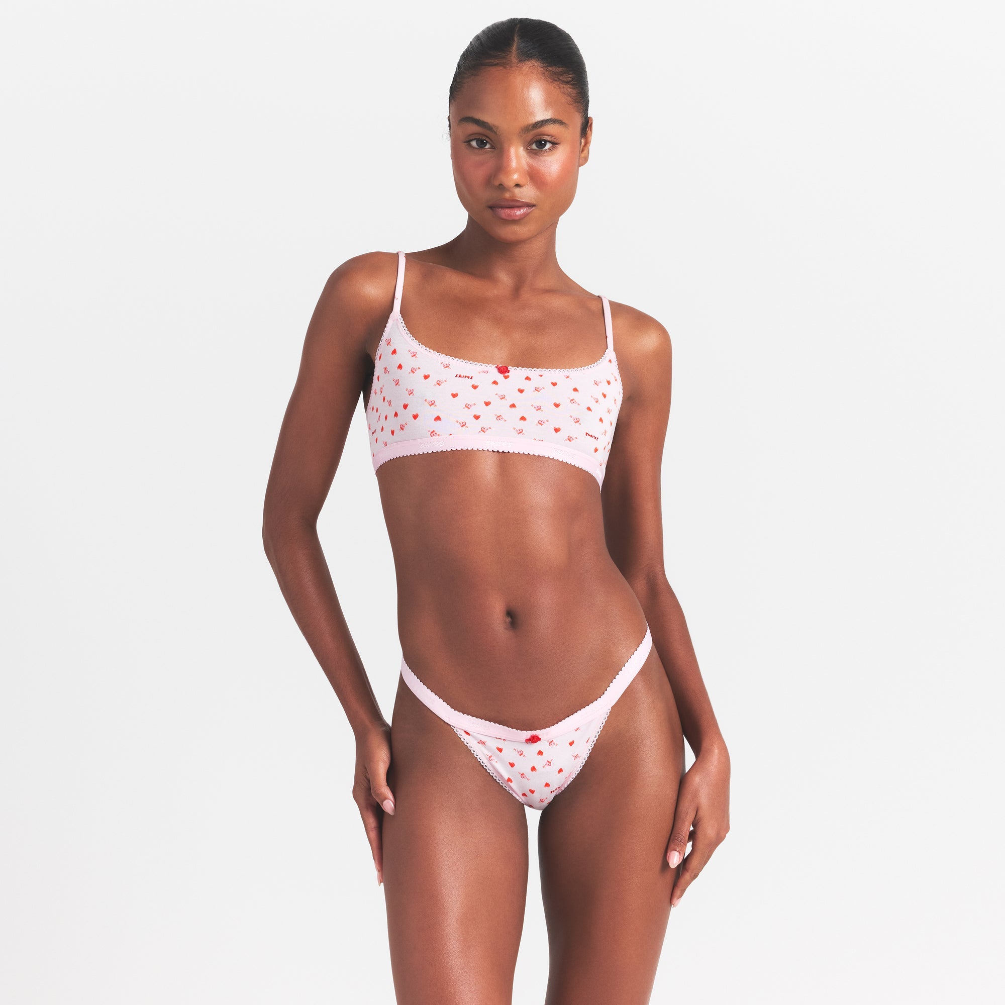 Lightweight Cotton Logo Picot Scoop Bralette