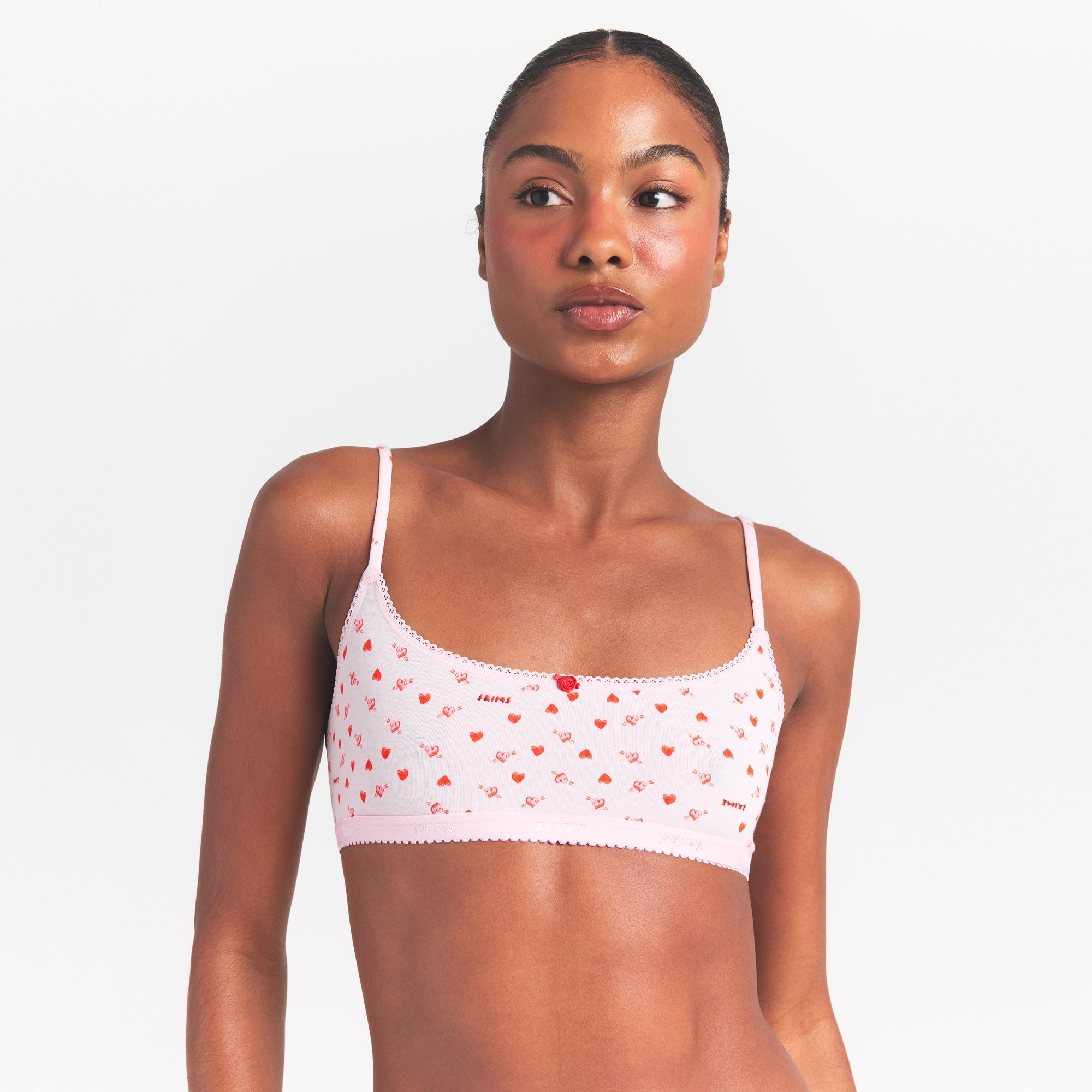 Lightweight Cotton Logo Picot Scoop Bralette