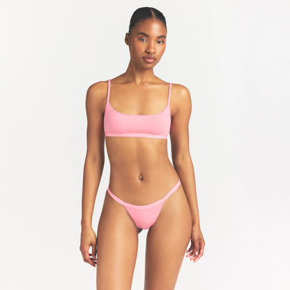 Lightweight Cotton Logo Picot Scoop Bralette