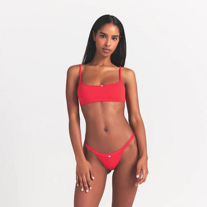 Lightweight Cotton Logo Picot Scoop Bralette