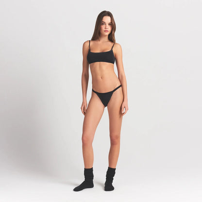 Lightweight Cotton Logo Picot Scoop Bralette