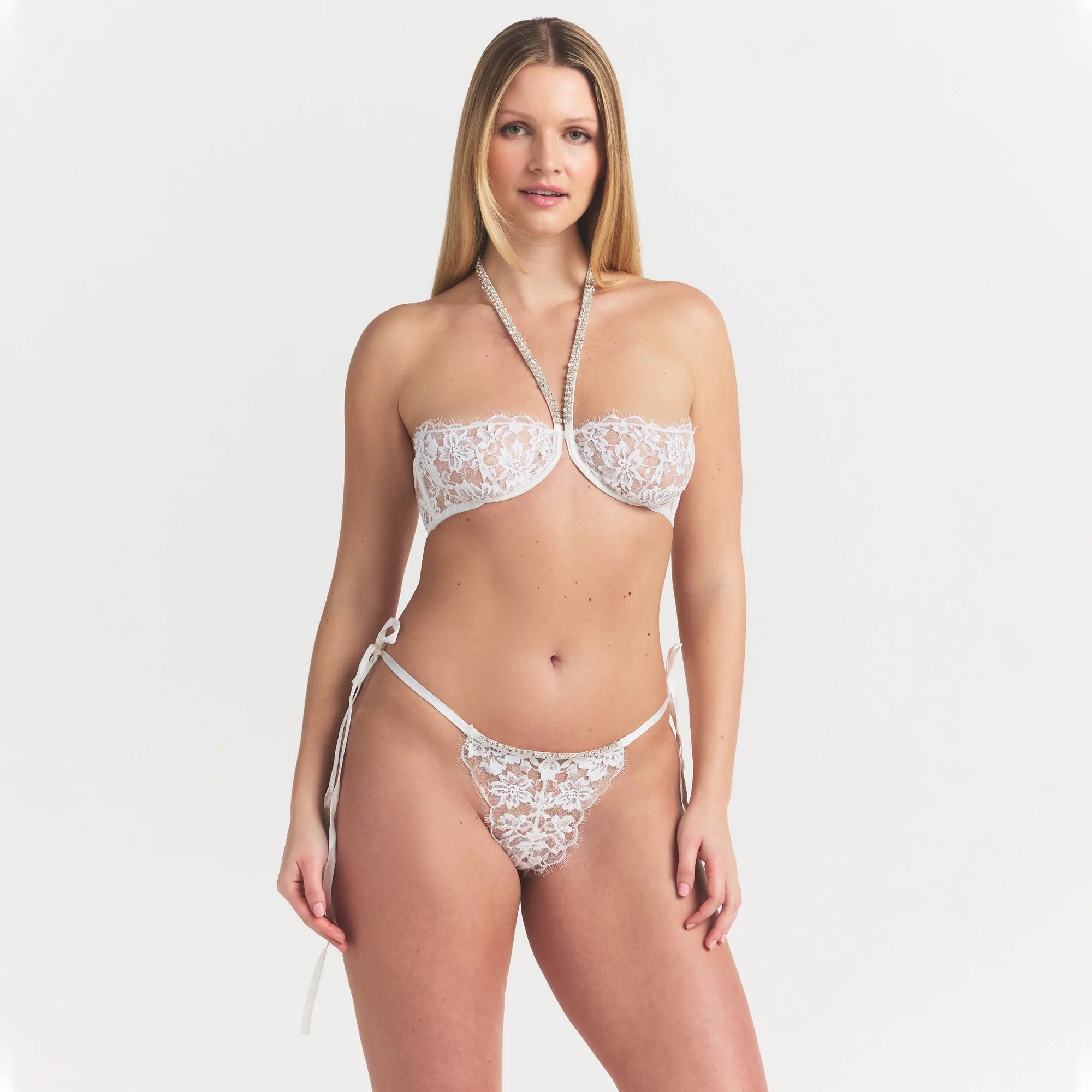 Skims Lace Unlined Halter Bra