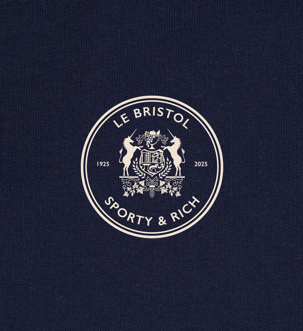 Bristol Crest 100th Cropped Zip Hoodie - Navy/Cream