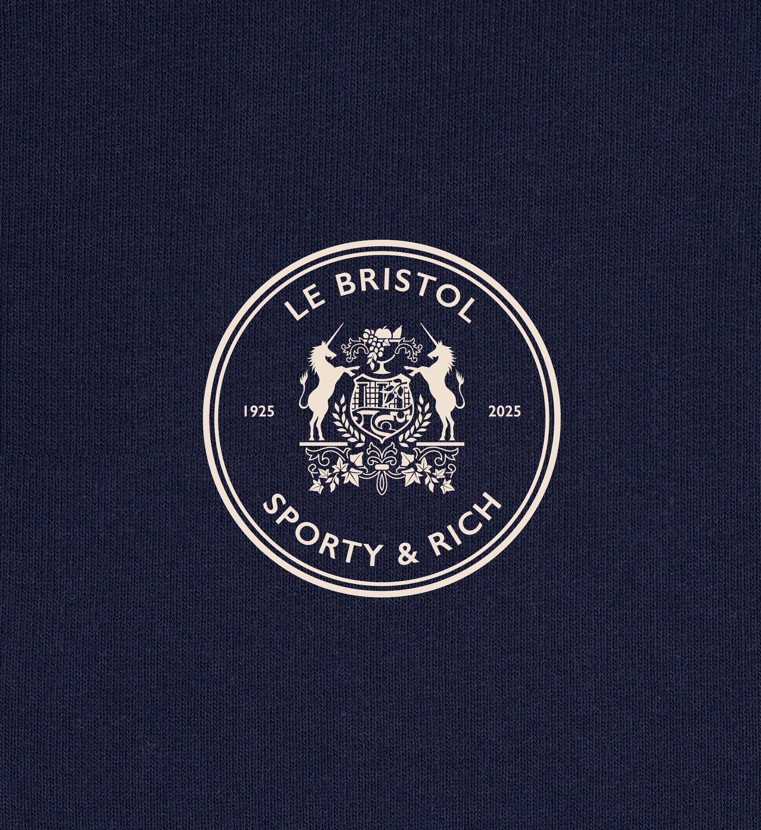 Bristol Crest 100th Cropped Zip Hoodie - Navy/Cream