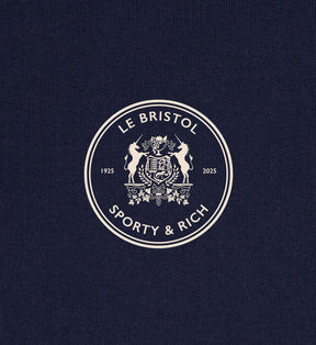 Bristol Crest 100th Cropped Zip Hoodie - Navy/Cream
