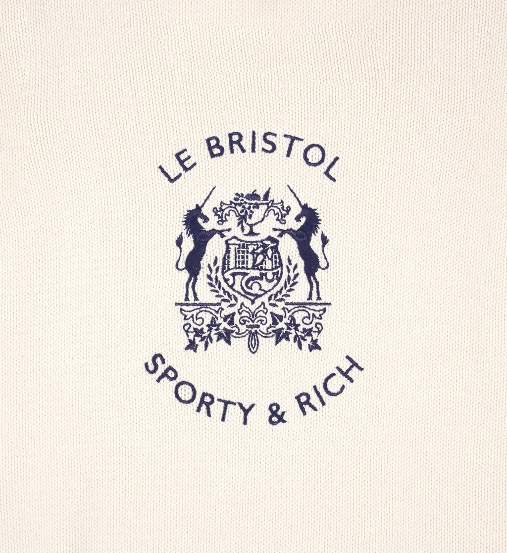 Bristol Crest Cotton Knit Sweater - Cream