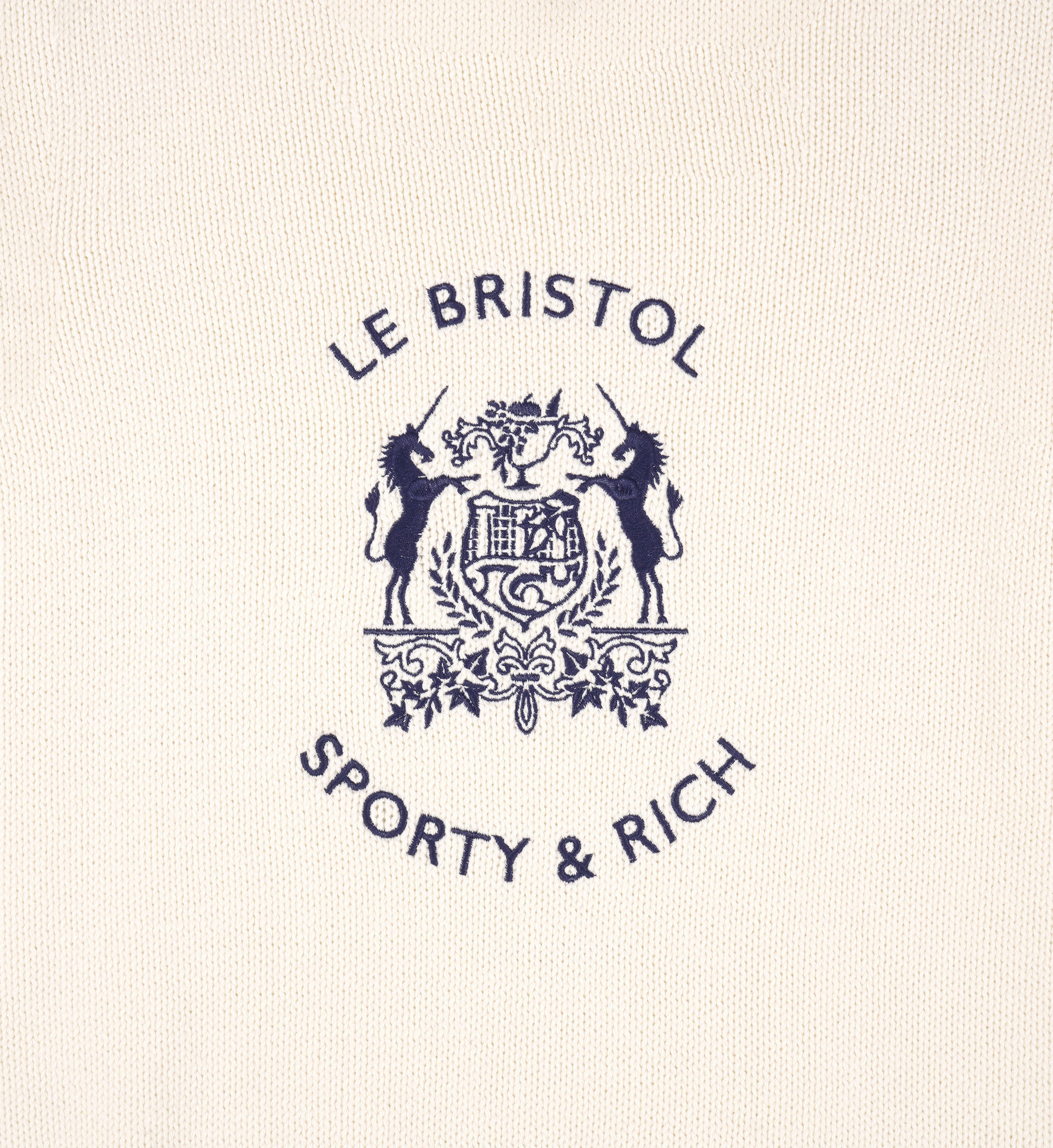 Bristol Crest Cotton Knit Sweater - Cream