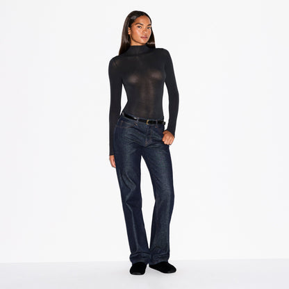 SHEER MODAL LONG SLEEVE TURTLENECK BODYSUIT | ONYX