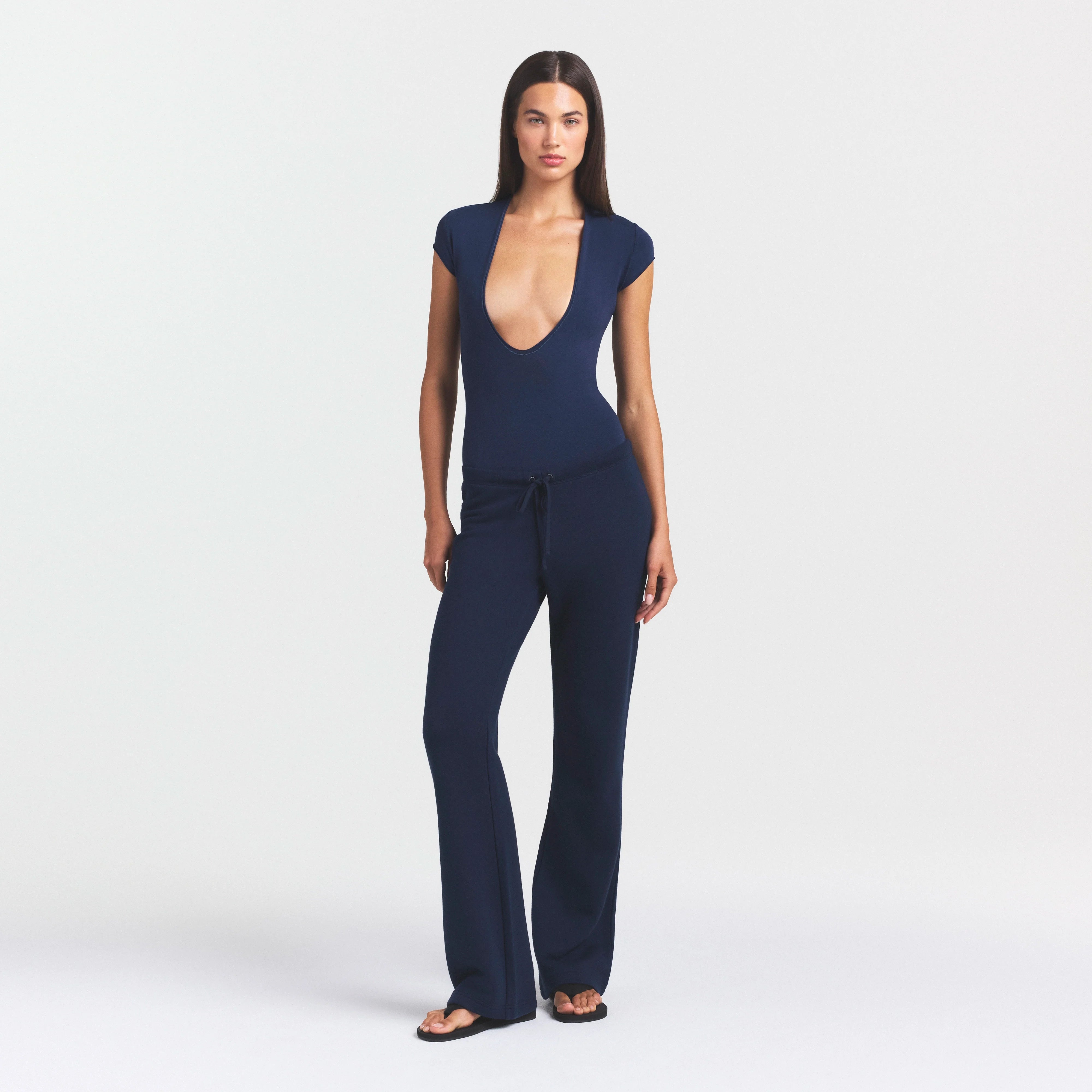 Cotton Jersey Deep Plunge Bodysuit