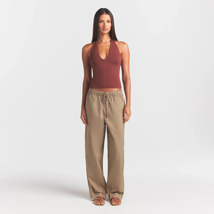 Woven Cotton Oversized Straight Leg Pant