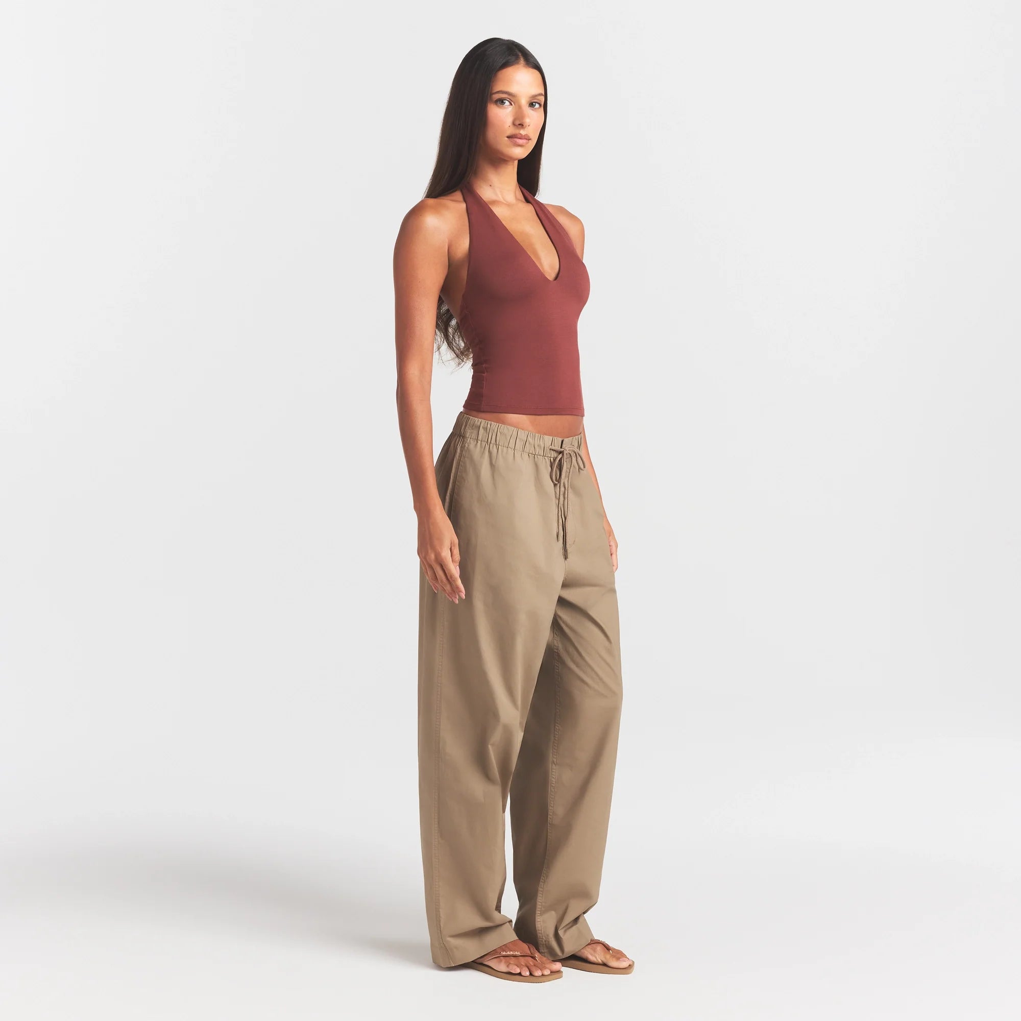 Woven Cotton Oversized Straight Leg Pant