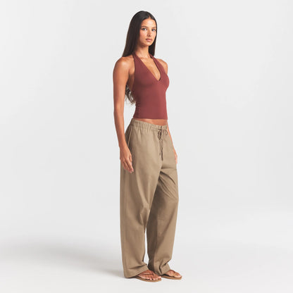 Woven Cotton Oversized Straight Leg Pant
