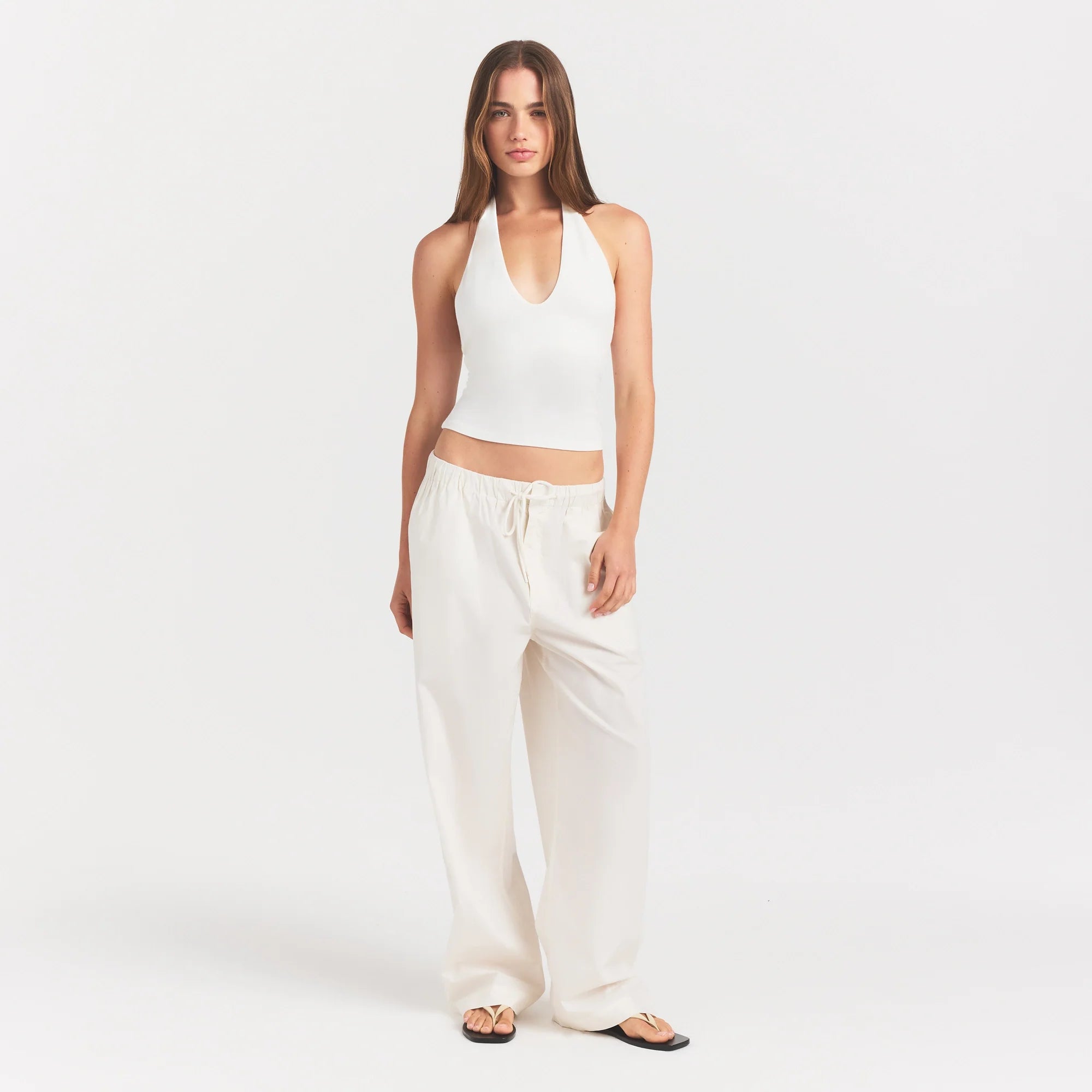 Woven Cotton Oversized Straight Leg Pant