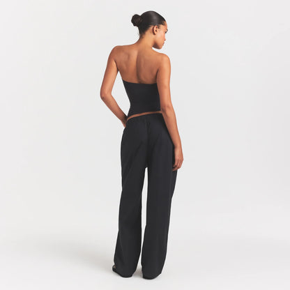 Woven Cotton Oversized Straight Leg Pant