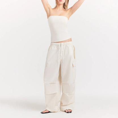 Woven Cotton Oversized Low Rise Cargo Pant