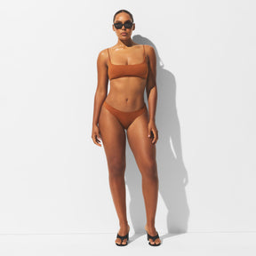 ICONIC SWIM SQUARE NECK BIKINI TOP | BRONZE