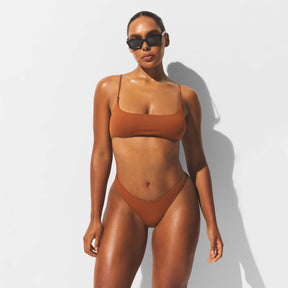 ICONIC SWIM SQUARE NECK BIKINI TOP | BRONZE