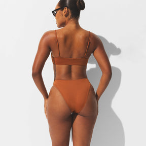 ICONIC SWIM SQUARE NECK BIKINI TOP | BRONZE